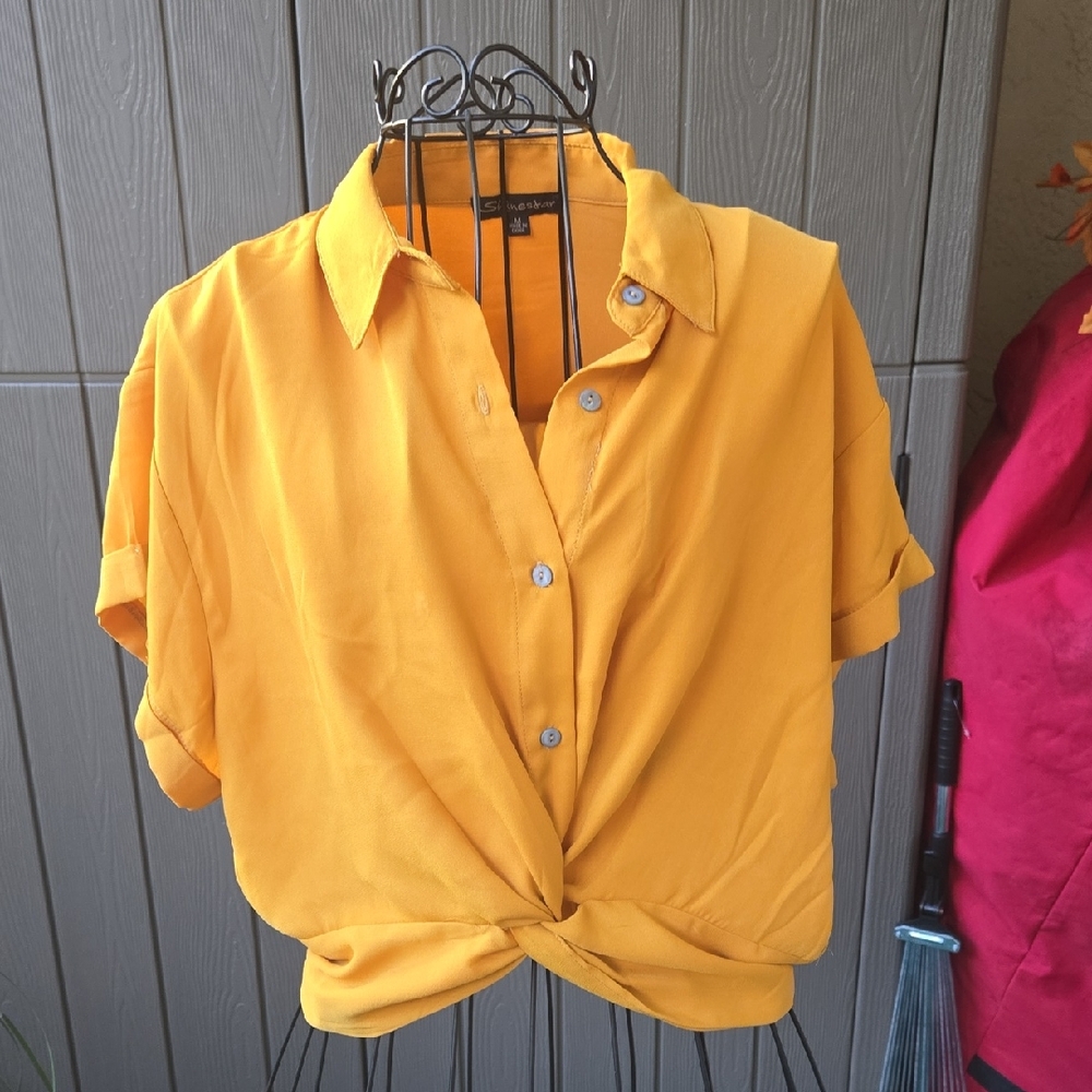 Shinestar Mustard Yellow Button-Down Shirt